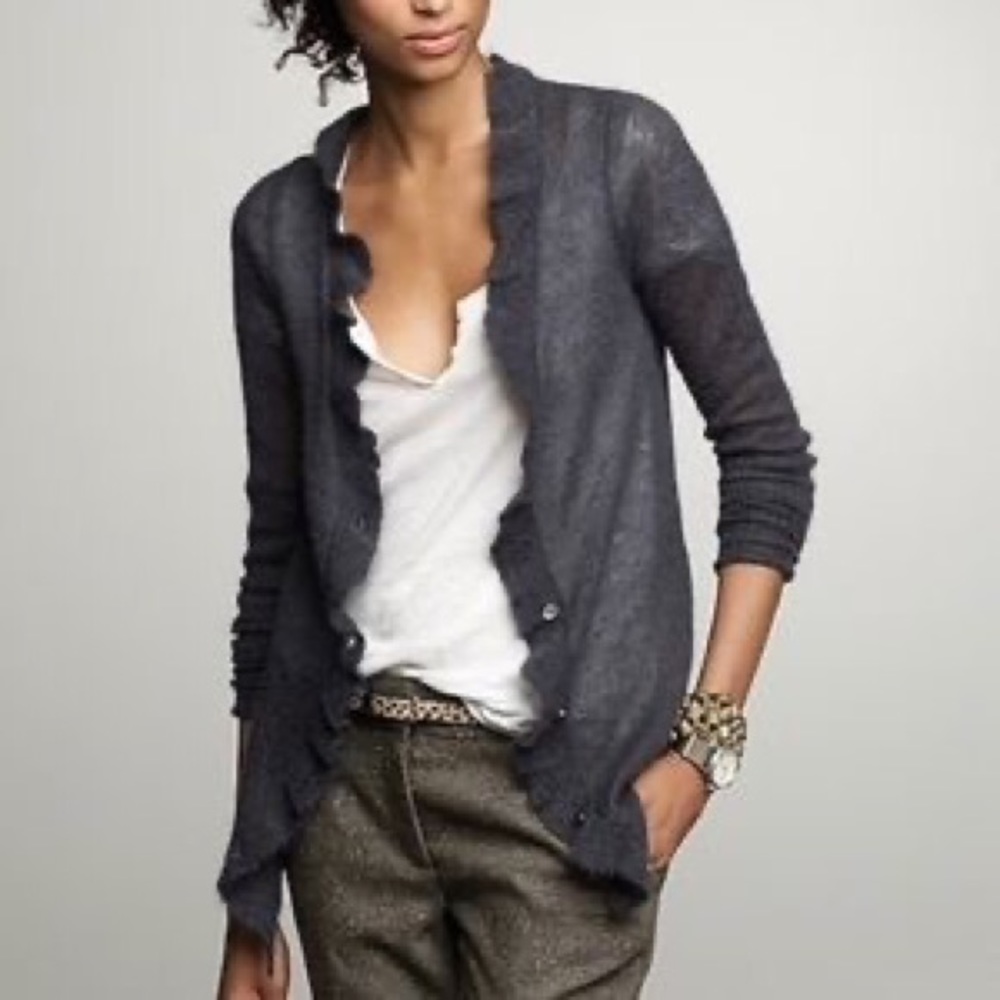 J. Crew Lumiere mohair blend ruffled Cardigan